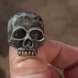 Men's Distressed Silver Skull Ring